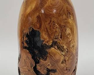 Artist Signed Turned Burl Wood Vase 12"
