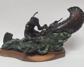 Large Buck Pettinger Signed Bronze Sculpture