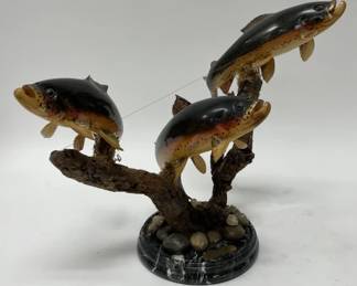 Gill Sanders "Teton Fighter" Carved Wood Trout