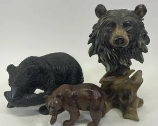 3 Composite Bear Sculptures
