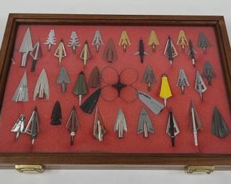 Vintage Broadhead Arrow Tip Collection Display