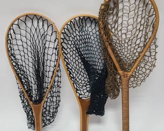 3 Vintage Fly Fishing Landing Nets