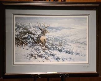 Signed Glass Sieve White Silence - Mule Deer Print