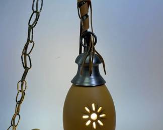 Small Terra Cotta and Nickel Hanging Lamp