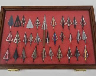 Vintage Broadhead Arrow Tip Collection Display