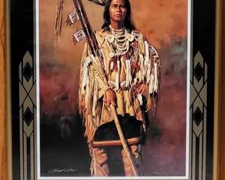 Native American with Staff by Chuck Ren
