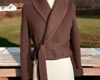 100 Wool Belted Cardigan