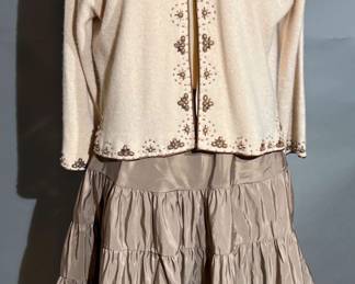 Vintage 1940s Tiered Slip And Beaded Wool Cashmere Cardigan