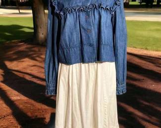 Vintage BIS Denim Top And White Cotton Skirt