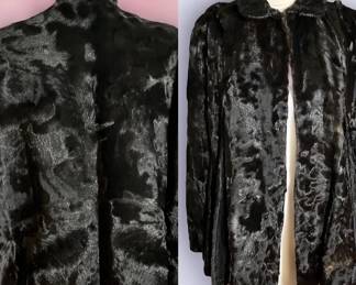 Two Black Fur Capes, One Needs Repair