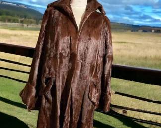 Brown Long Pony Coat And Two Fox Skins