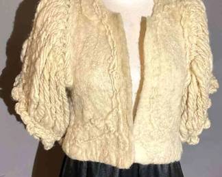 Sabine Felted Sweater Coat And Black Leather Skirt