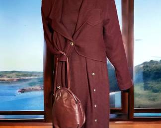 Gil Aimbez Two Piece Maroon Wool Set With Maroon Handbag