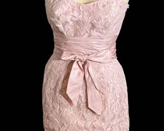 1940s Pink Lace Dress With Capelet