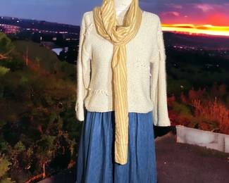 Bis Denim Skirt, Beewear Sweater Karen Kane Scarf