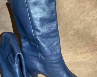 Blue Leather Boots Made in Brazil