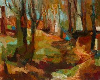 2013
Barbara Rees
20th century
"Sylvan Landscape," Circa 1970
Oil on canvas
Signed lower right: Rees; signed again and titled on the stretcher
36" H x 50" W
Estimate: $300 - $500