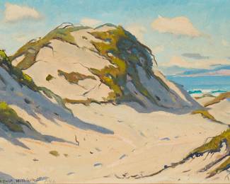 2028
Arthur Hill Gilbert
1894-1970
Sand Dunes Near The Coast
Oil on canvasboard
Signed lower left: Arthur Hill Gilbert
9" H x 12" W
Estimate: $600 - $800
