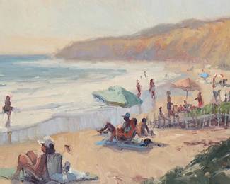 2029
John Cosby
b. 1955
"Strolling Through The Surf"
Oil on board
Signed lower right: Cosby; titled on the frame's backing board
12" H x 24" W
Estimate: $500 - $700