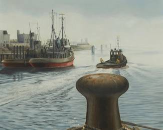 2033
Andy Dagosta
1923-2009
Fishing Boats In A Harbor, 1967
Oil on canvas
Signed and dated lower left: Andy Dagosta
24" H x 20" W
Estimate: $500 - $700