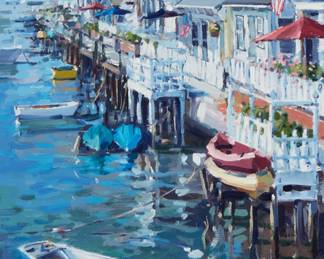 2034
Ronaldo Macedo
b. 1965
"Grand Canal, Balboa," 2012
Oil on canvas
Signed lower left: Macedo; signed again with the artist's copyright and titled in pencil, verso; dated by repute
30" H x 15" W
Estimate: $700 - $900