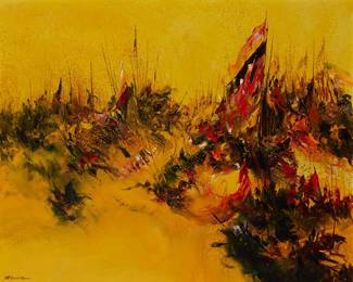 2040
Patrick Ryan
1934-2006
"Cavalry"
Oil on canvas
Signed lower left: Patrick Ryan
48" H x 60" W
Estimate: $800 - $1,200