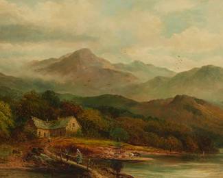 2052
H. Jacobi
19th century
"Near Dolgetty, N. Wales"
Oil on canvas laid to synthetic fabric
Signed lower left: H. Jacobi
23" H x 43" W
Estimate: $600 - $800