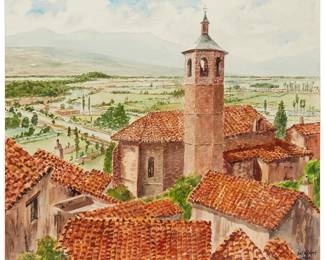 2055
Louis McManus
1898-1968
"Avilia, Espania," 1961
Watercolor on paper
Signed, titled, and dated lower right: Louis McManus
Sight: 21.5" H x 25.5" W
Estimate: $500 - $700