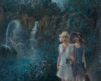 2061
Harry Maas
1906-1982
"Motief Vit Nijmegen: Kronenburger Park," 1973
Oil on canvas
Signed and dated lower left: Harry Maas; titled in ink verso; titled again on a gallery label affixed to the stretcher
39.5" H x 30.5" W
Estimate: $1,000 - $1,500