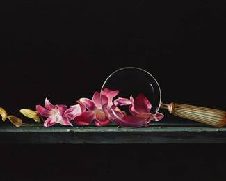 2067
Dario Campanile
b. 1948
"Sotto La Lente," 2001
Oil on canvas
Signed lower right: Campanile; Signed again, titled, and dated verso
11.37" H x 19.25" W
Estimate: $1,000 - $1,500