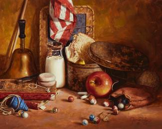 2069
Jim Daly
b. 1940
"School Day"
Oil on canvas
Signed lower right: Jim Daly ©; titled from gallery labels affixed to the frame's backing paper
16" H x 24" W
Estimate: $700 - $900