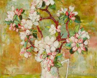 2071
Andre Vignoles
1920-2017
"Fleurs De Pommier," 1960
Oil on canvas
Signed and dated lower left: A. Vignoles; titled in black marker on the stretcher
18" H x 15" W
Estimate: $600 - $800