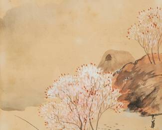 2114
20th Century Chinese School
Landscape
Ink wash on silk laid to board
Signed in ink with a series of Chinese characters along the lower right edge, and with the red chop mark
Image/Sheet: 10.75" H x 9.625" W
Estimate: $100 - $200