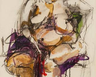 2138
Carol Tolin
1916-1996
"Frances"
Mixed media on paper laid to board
Signed lower right: Tolin; signed again and titled, verso
Sheet: 30" H x 22" W
Estimate: $300 - $500