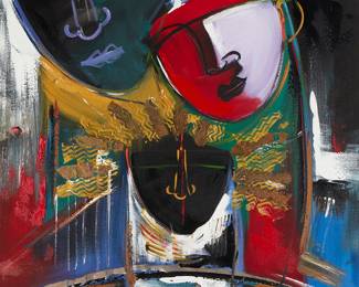 2148
Gunnar Erman
1932-2018
Abstracted Portrait Of Three Faces
Acrylic on canvas
Signed lower right: Gunnar Erman
49.5" H x 39.5" W
Estimate: $500 - $700