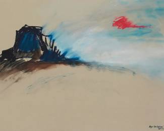 2169
Roger Van Ouytsel-Du Champs
b. 1941
"Study For A Landscape," 1984
Oil on paper
Signed and dated lower right: Roger Van Ouytsel-Du Champs; signed again and titled in pencil on the frame's backing paper
Image/Sheet: 27.75" H x 39.5" W
Estimate: $300 - $500