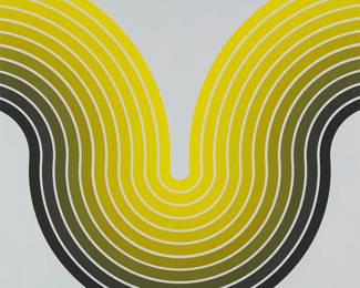 2173
Herbert Oehm
b. 1935
"Swing I"
Screenprint in colors on paper
Edition: 97/175
Signed and numbered in pencil in the lower edge: Oehm; titled on two labels affixed to frame's backing board.
Image/Sheet: 28.25" H x 28.25" W
Estimate: $100 - $200