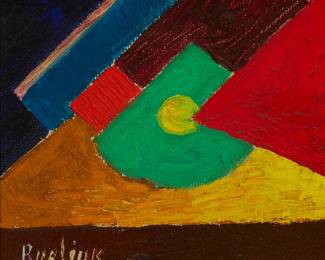 2174
Attributed To David Davidovich Burliuk
1882-1967
Abstract
Acrylic on canvas
Signed lower left: Burliuk
8.5" H x 10" W
Estimate: $1,000 - $1,500