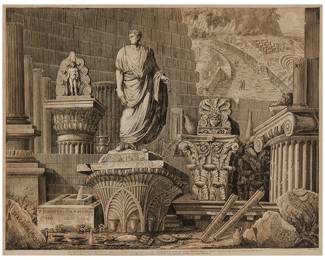 2184
Luigi Rossini
1790-1857
"Roma," 1826
Etching on paper
Signed in the plate lower left: Rossini
Sight: 16.375" H x 21.75" W
Estimate: $400 - $600