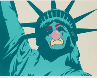 2192
Dean "D*Face" Stockton
b. 1978
"Statue Of Liberty," 2008
Screenprint in colors on paper
Edition: 111/150
Signed and numbered in pencil in the lower margin: D*Face
Image: 21.5" H x 29.5" W; Sight: 22.5" H x 30" W
Estimate: $400 - $600