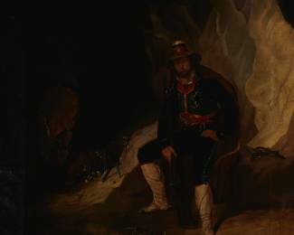 2199
19th Century German School
Soldier in folk costume in a cave
Oil on canvas
Unsigned
30" H x 24" W
Estimate: $300 - $500