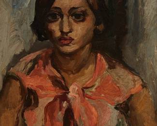 2205
Mane Katz
1894-1962
Portrait Of A Woman In Pink Blouse
Oil on canvas
Signed upper right: Mane-Katz
21.75" H x 18" W
Estimate: $500 - $700