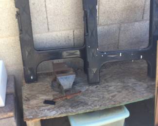 Two Plastic Saw Horses A Tabletop Bench Vise Grip