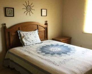 Queen Bed, Night Stand And Decor 