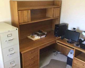 Desk, Filing Cabinet, Floor Mat