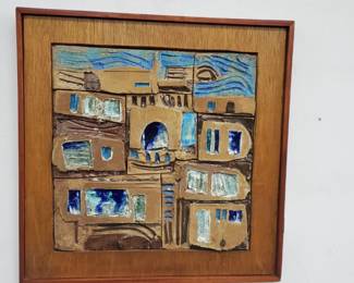 mid-century modern cubist design ceramic art by listed artist Harold Nosti