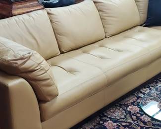 beautiful tan leather sofa set  