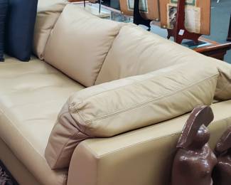 beautiful tan leather sofa set  