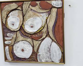 mid-century modern cubist design ceramic art by listed artist Harold Nosti