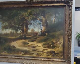 large 19th c. oil painting